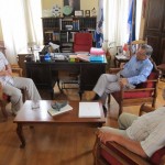With the mayor of Aegina. Left to right: George Perdikis, Sakis Sakiotis (mayor of Aegina), Alexis Krauss (board member of Aegina Association of Active Citizens)